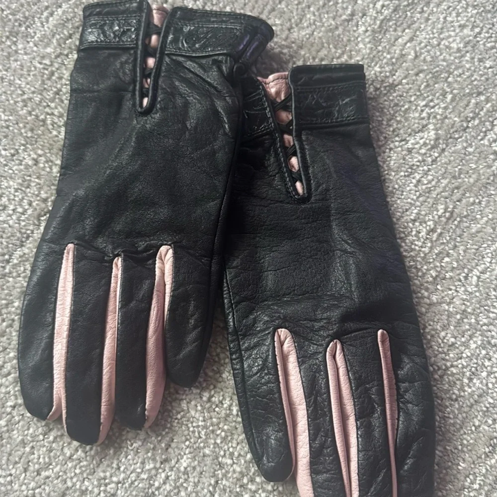 Harley Davidson Pink Label ladies leather riding gloves - Picture 1 of 4